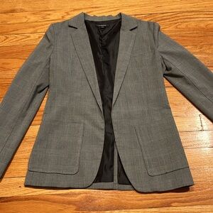 Black, white, grey Plaid, Light, open Boyfriend Blazer